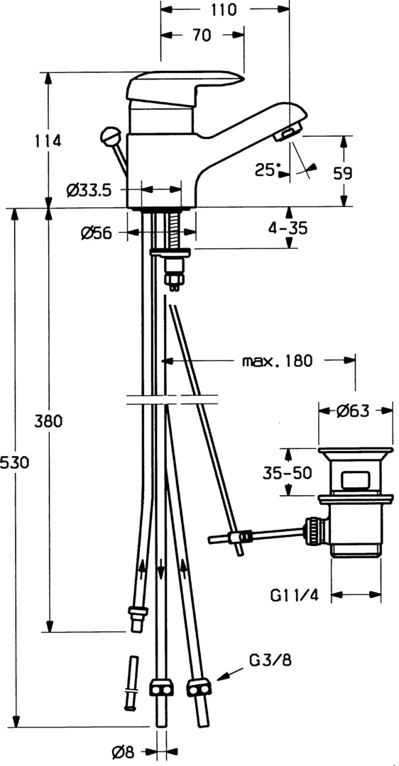 Hansa HANSATWIST Waschtischbatterie Niederdruck 09131101 Chrom