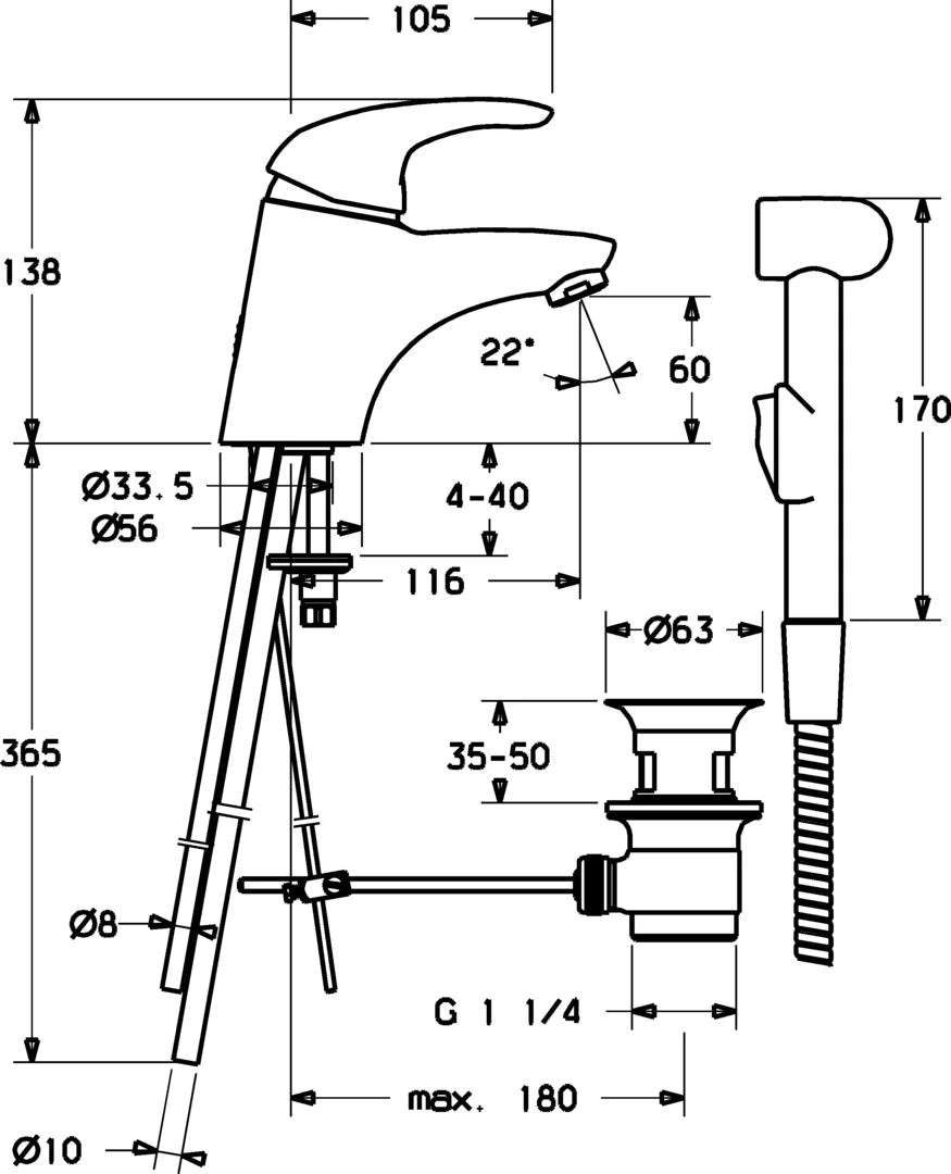 Hansa Hansamix Waschtischbatterie Bidetta 54862115 Chrom