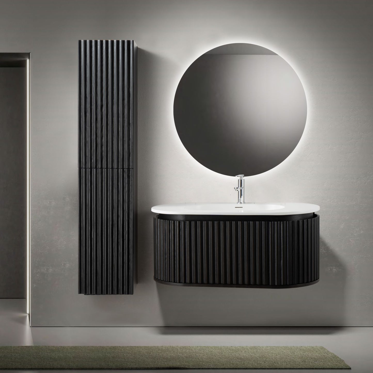 Begonia Hochschrank - 2 Türen - grifflos - Softclose - reversibel - 35×160×35 cm