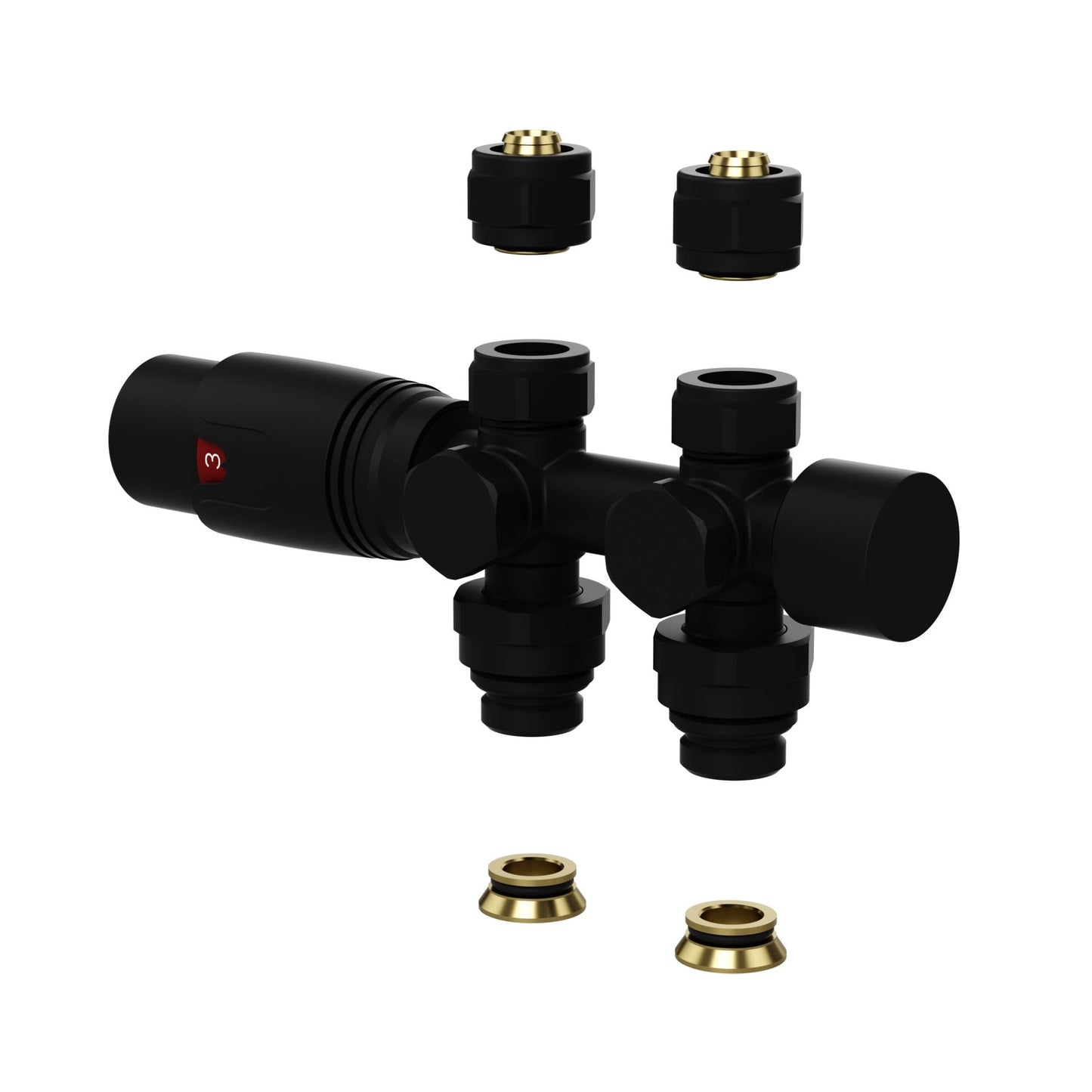 Design-Thermostatventil für Heizkörper & Handtuchheizkörper I Wand- und Bodenanschluss – M30 – 1/2" × 16/2