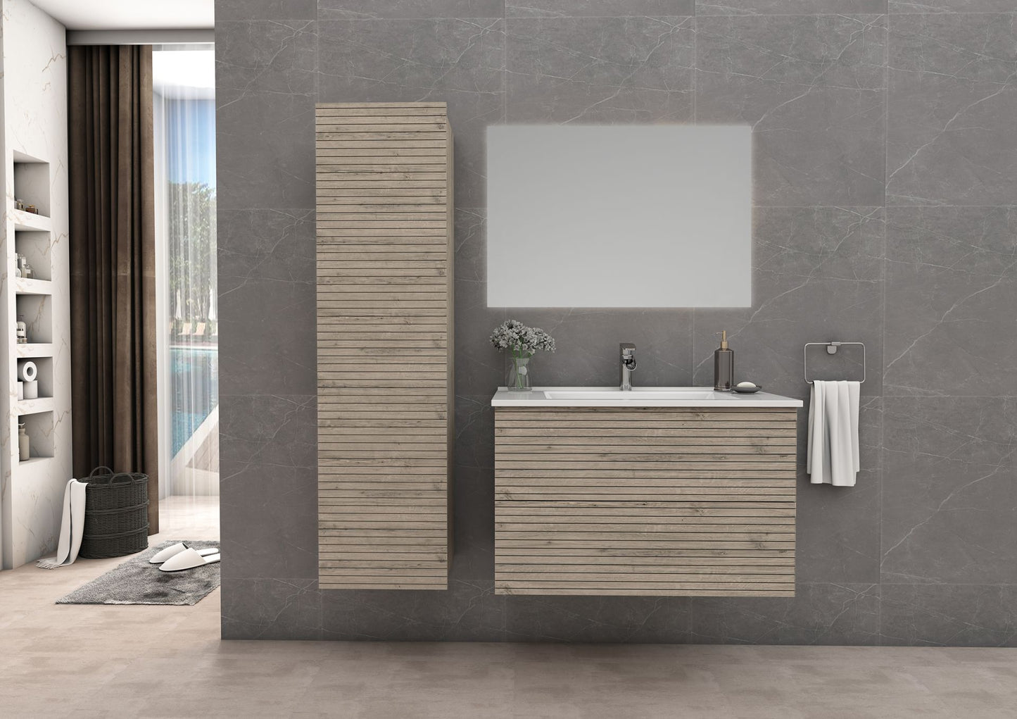 Elite Set Unterschrank inkl. Waschtisch mit hochwertigen Metallschubladen von Hettich (SU)