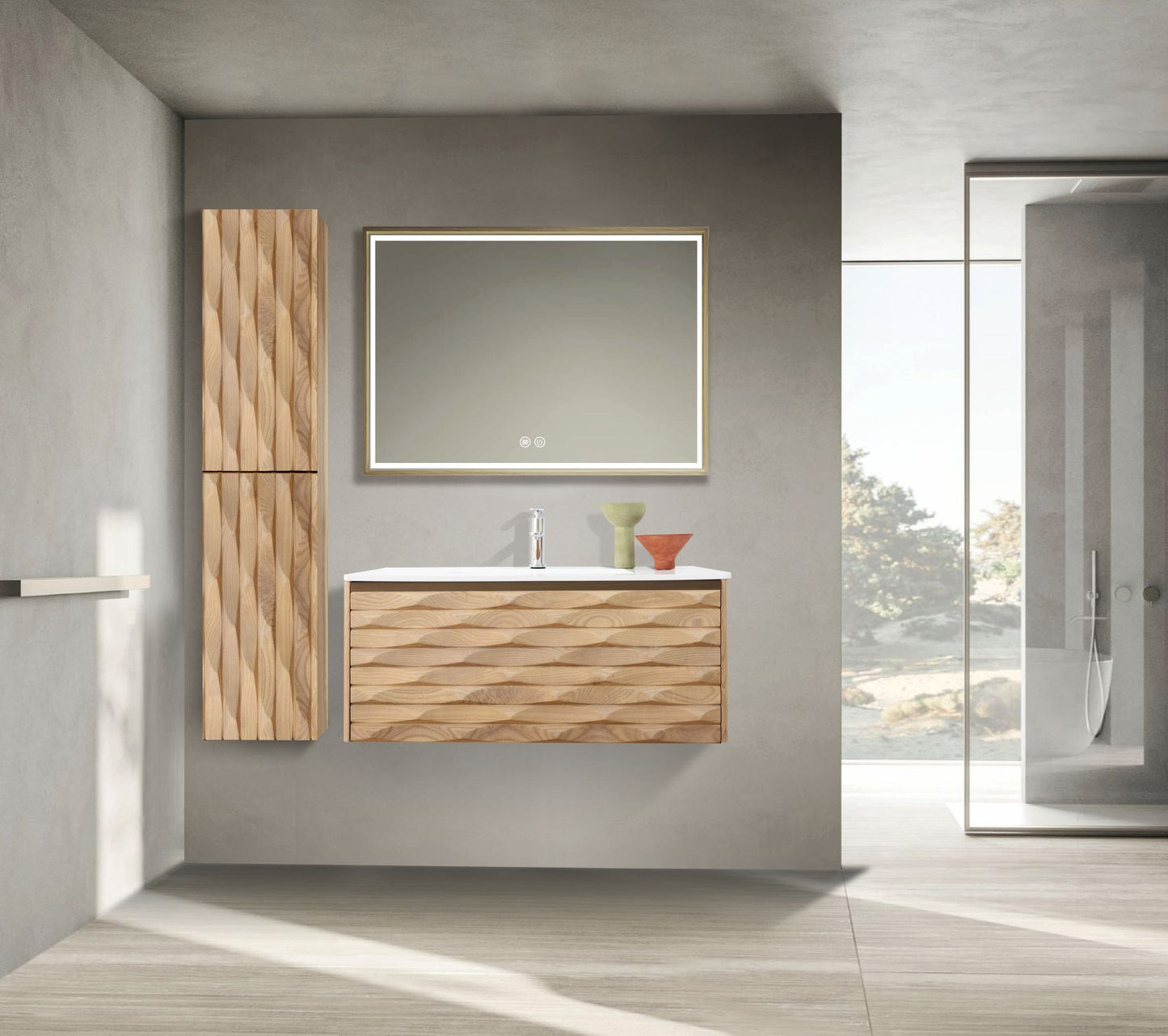 MAGNOLIA Waschtischunterschrank - 1 Schublade - Grifflos - Soft-Close - Light Oak