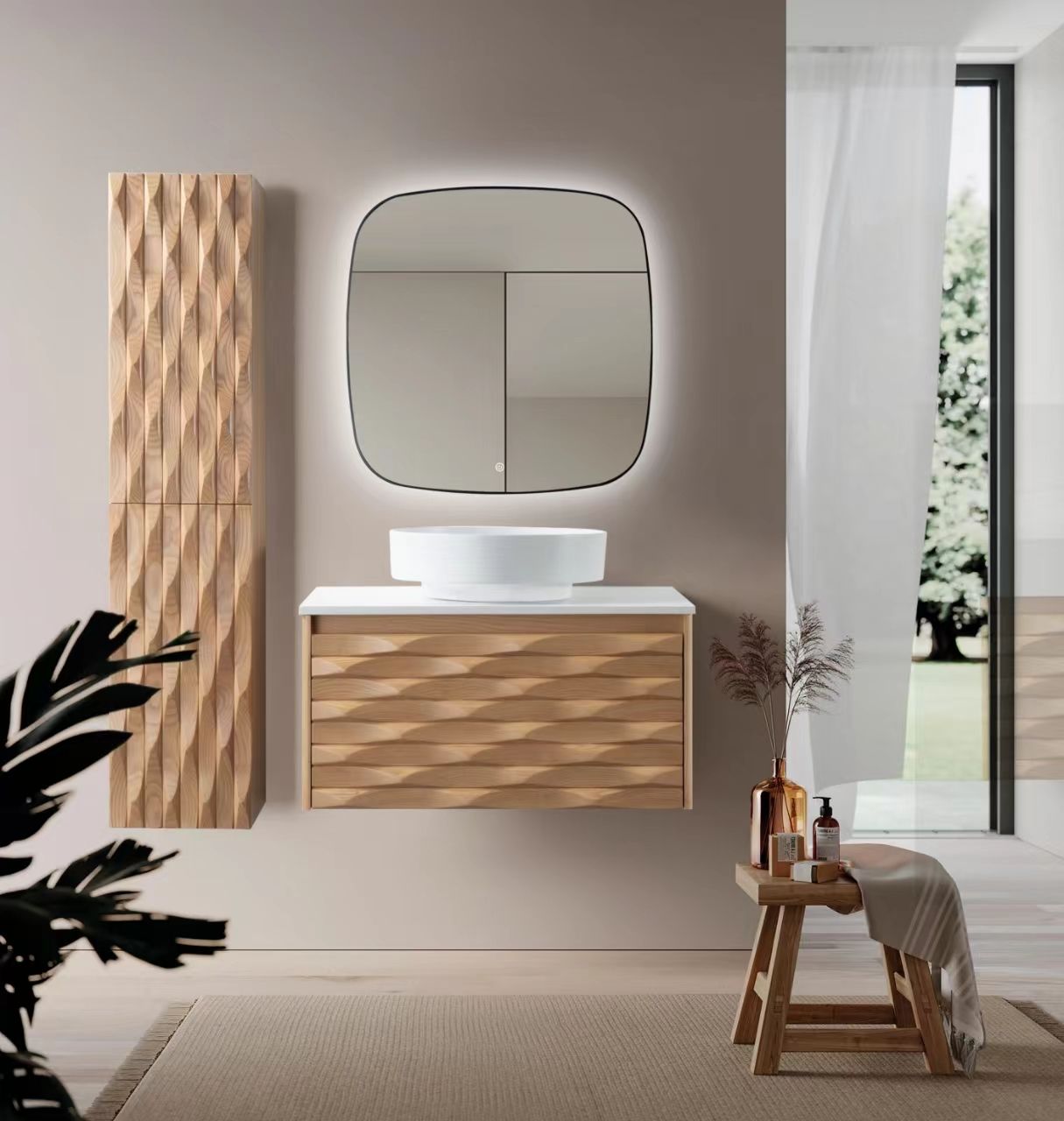 WONDA Tablet für Waschtischunterschrank – Kunstmarmor, Mattweiß