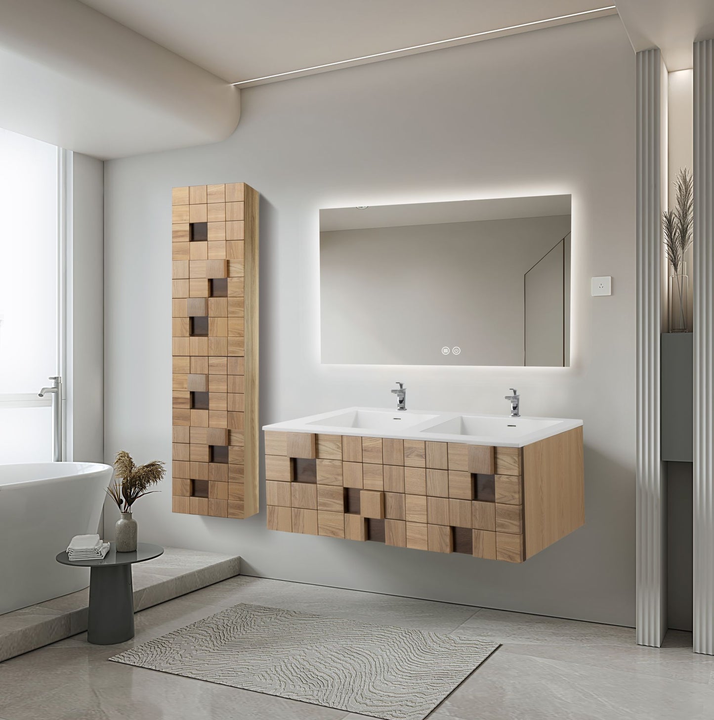 Mimoza Waschtischunterschrank – 1 Schublade – grifflos – Softclose – Light Oak Erhältlich in 79 cm & 119 cm Breite