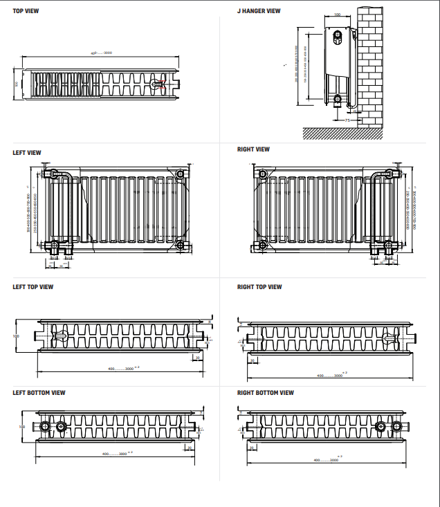 Radiateur universel plan T22, radiateur à vanne compacte, hauteur = 700 mm, avec vanne d'insertion, prise photo et support mural, raccordement central