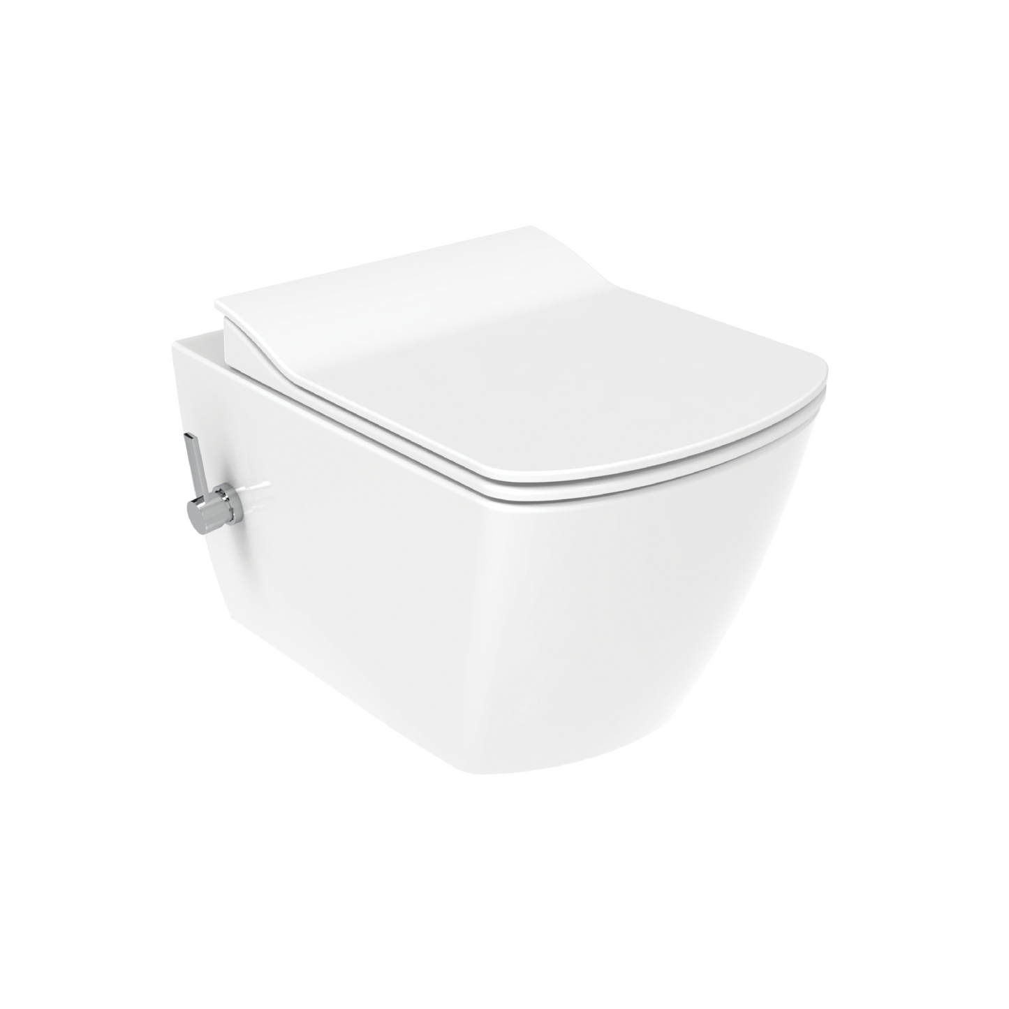 CREAVIT ELEGANT WANDTOILETTE MIT BIDET – RANDLOS – MIT KALT- UND WARMWASSER-BIDETARMATUR – OHNE TOILETTENSITZ – GLÄNZEND WEISS