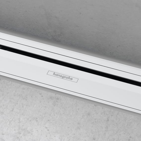 hansgrohe RainDrain Flex Abdeckung für Duschrinne kürzbar, mit Wandanbindung, weiß matt