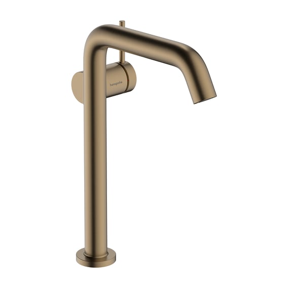 hansgrohe Tecturis S Waschtischarmatur 240 Fine CoolStart mit erhöhtem Armaturenkörper mit verschließbarem Ablaufventil Push-Open, bronze gebürstet