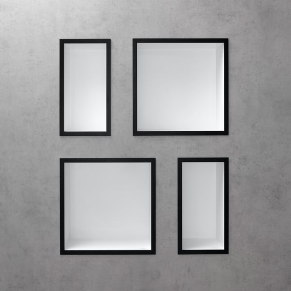 hansgrohe XtraStoris Individual Wandnische mit Designrahmen Korpus weiß matt/Front schwarz matt