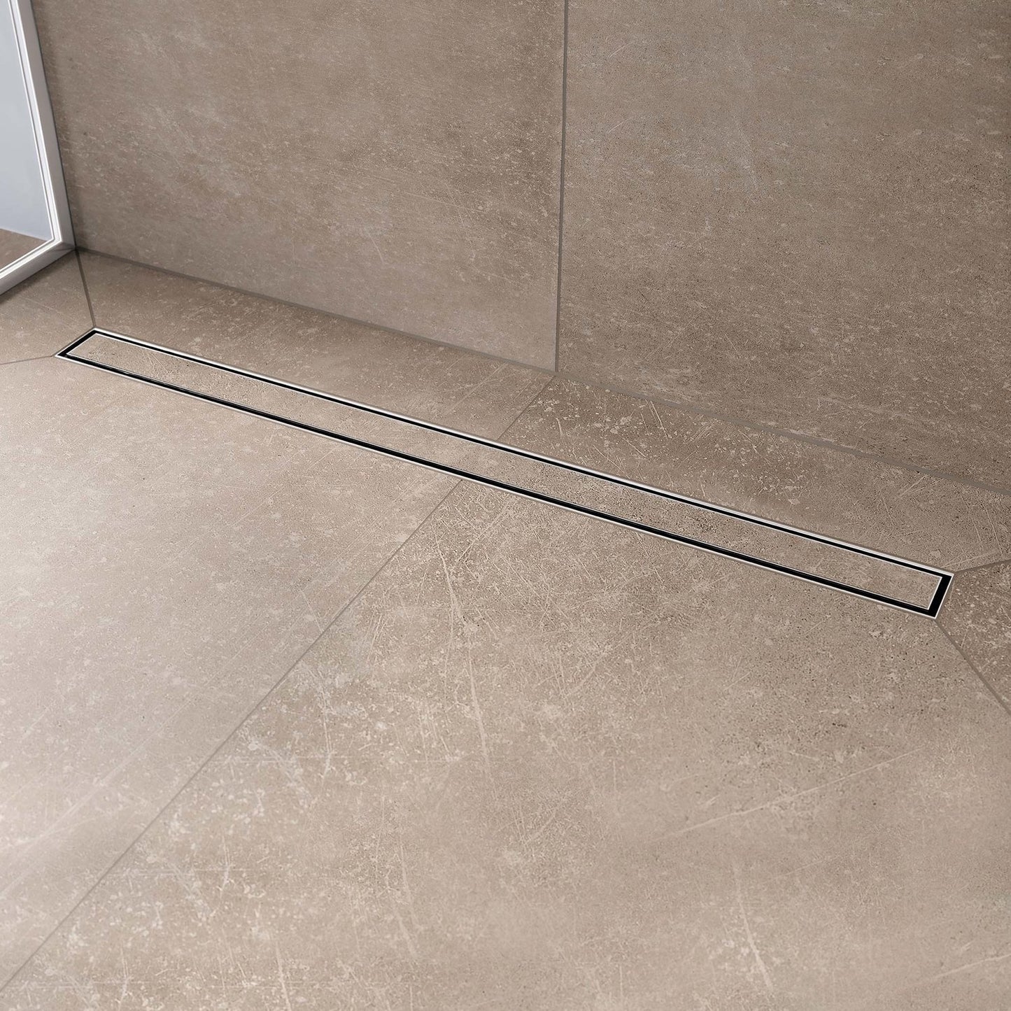 hansgrohe RainDrain Compact Duschrinne, Komplett-Set, für Standardinstallation DN 40 Sperrwasserhöhe: 30 mm, einseitig befliesbar, edelstahl gebürstet