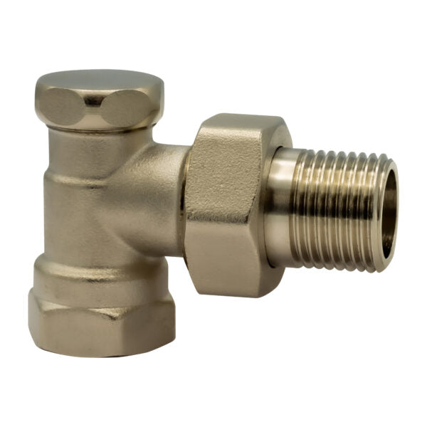 Connection valve for radiators, thermostatic valve, corner and straight-through shape, flow / corner and straight-through shape, return / axial corner shape, flow