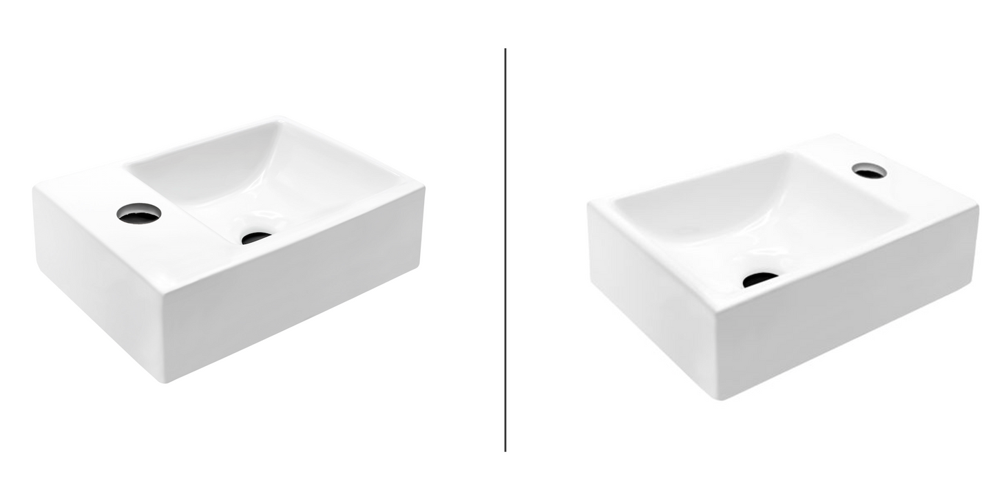 Oase washbasin 30.5 x 19cm modern square design washbasin guest toilet left & right