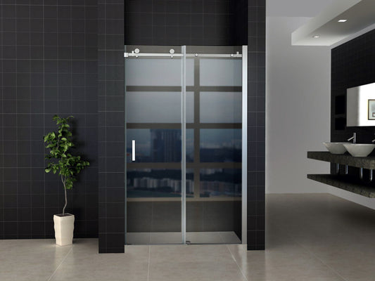 Shower niche with sliding door chrome nano glass