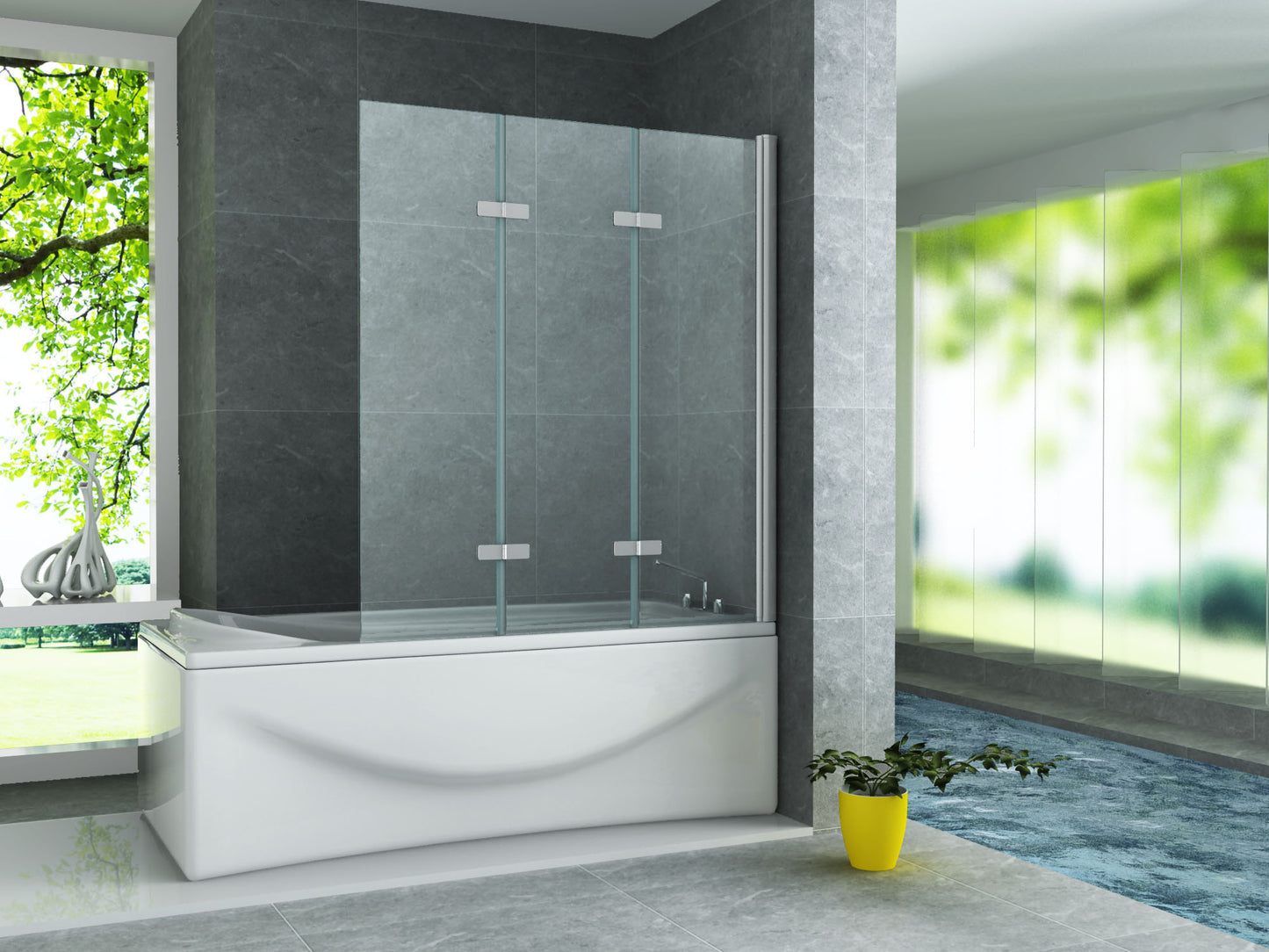 Fixation de baignoire barre de chute cabine de douche en verre nano chromé