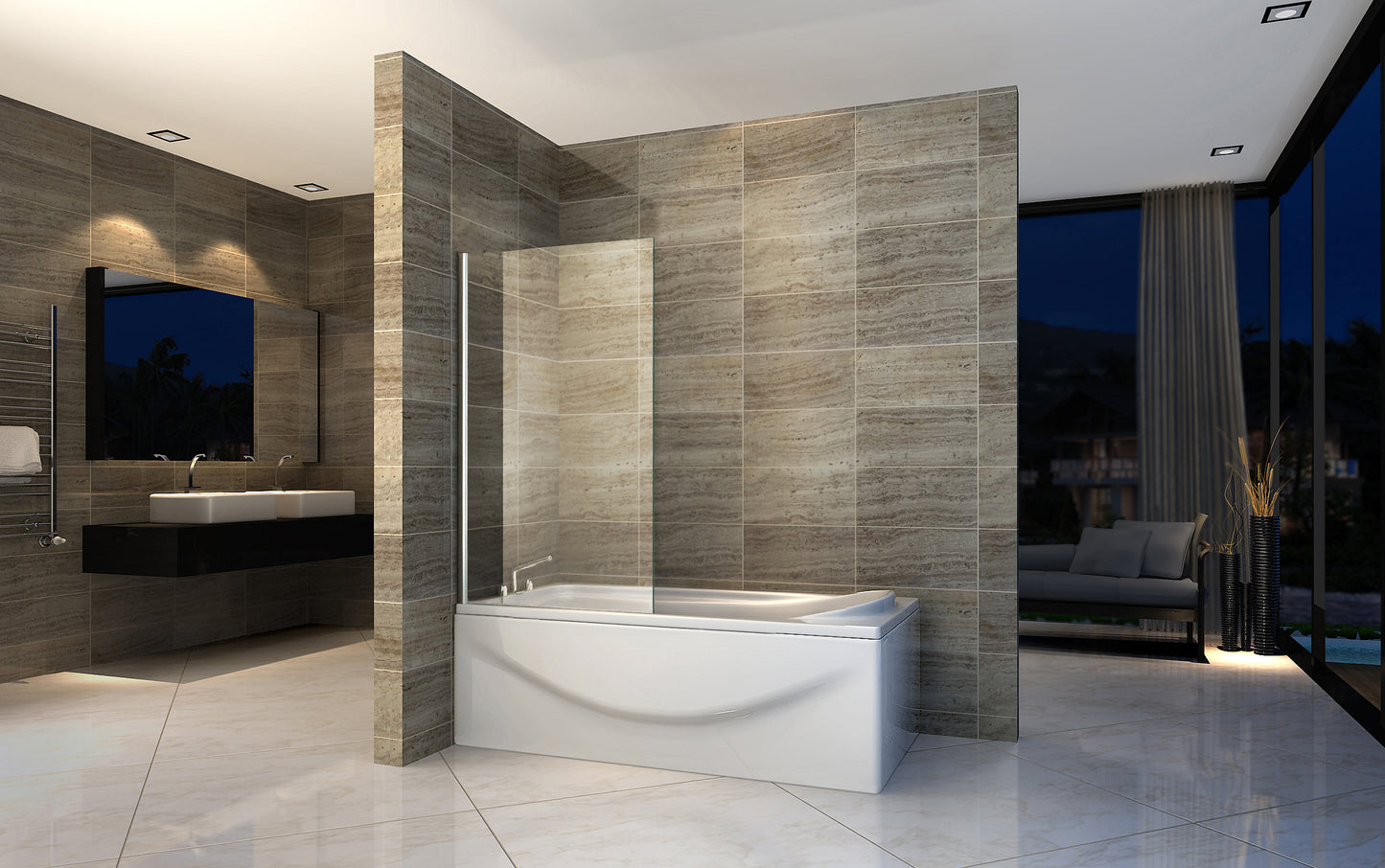 Fixation de bain cabine de douche fixe en verre nano chromé