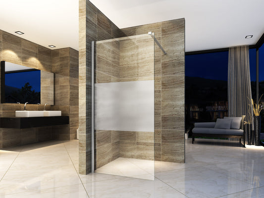 Walk in shower enclosure frosted glass strip cabin with nano coating