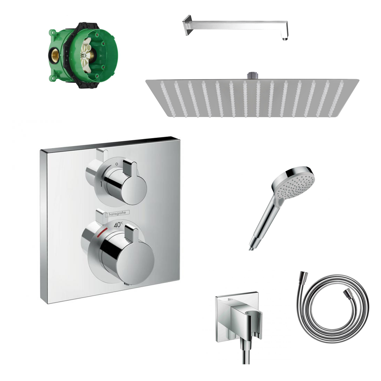 Hansgrohe Unterputz Dusch-Set Ecostat Square mit Decken- oder Wandanschluss von Sandbad