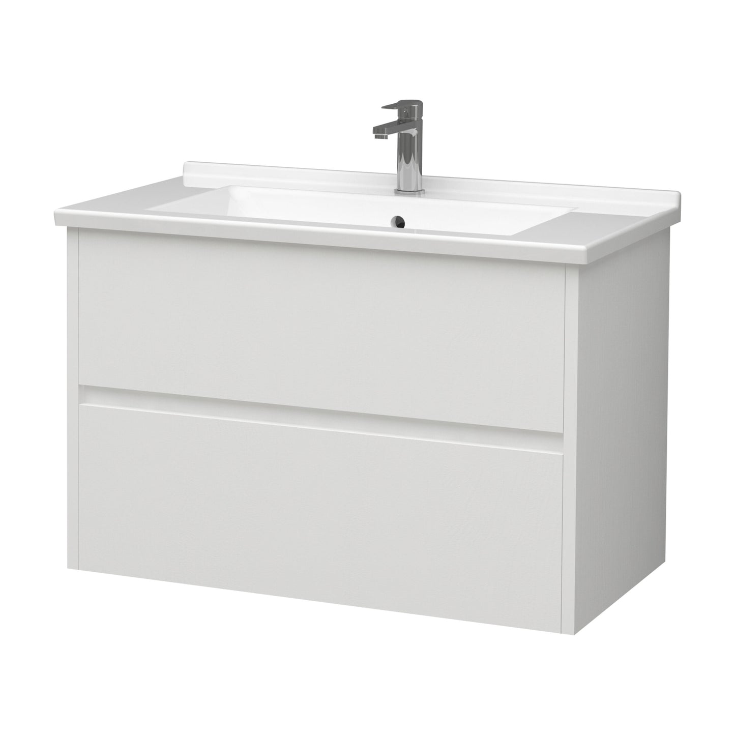 Meuble sous-vasque Oase Sun avec tiroirs en bois de haute qualité, meuble latéral et miroir