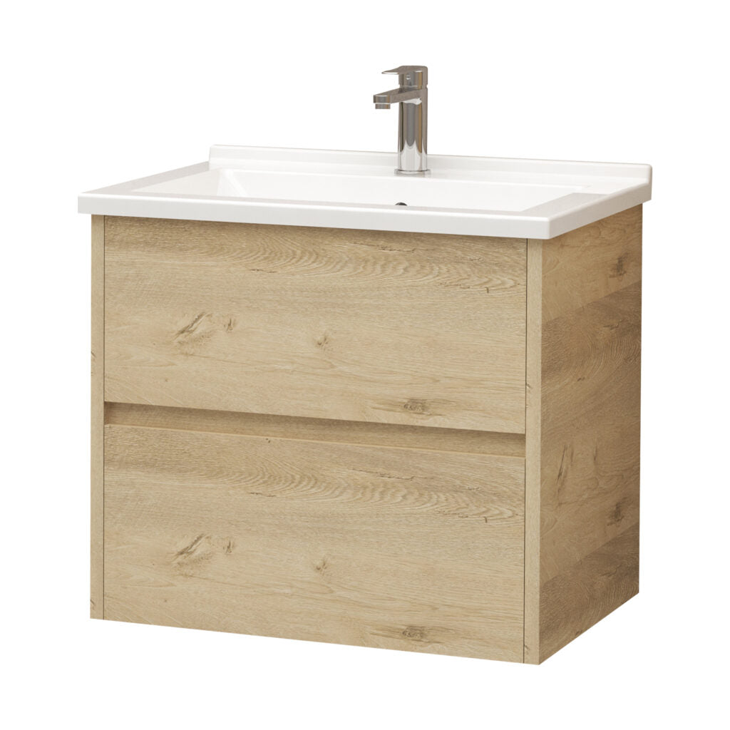 Meuble sous-vasque Oase Sun avec tiroirs en bois de haute qualité, meuble latéral et miroir