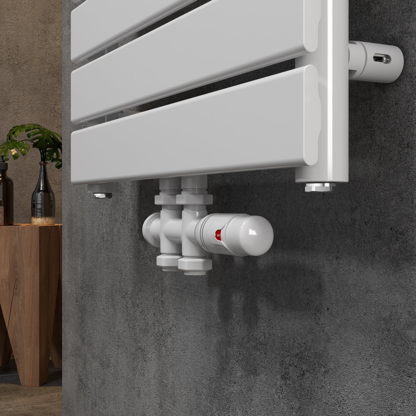 Radiateur de salle de bain design WN avec raccordement central et raccordement latéral blanc