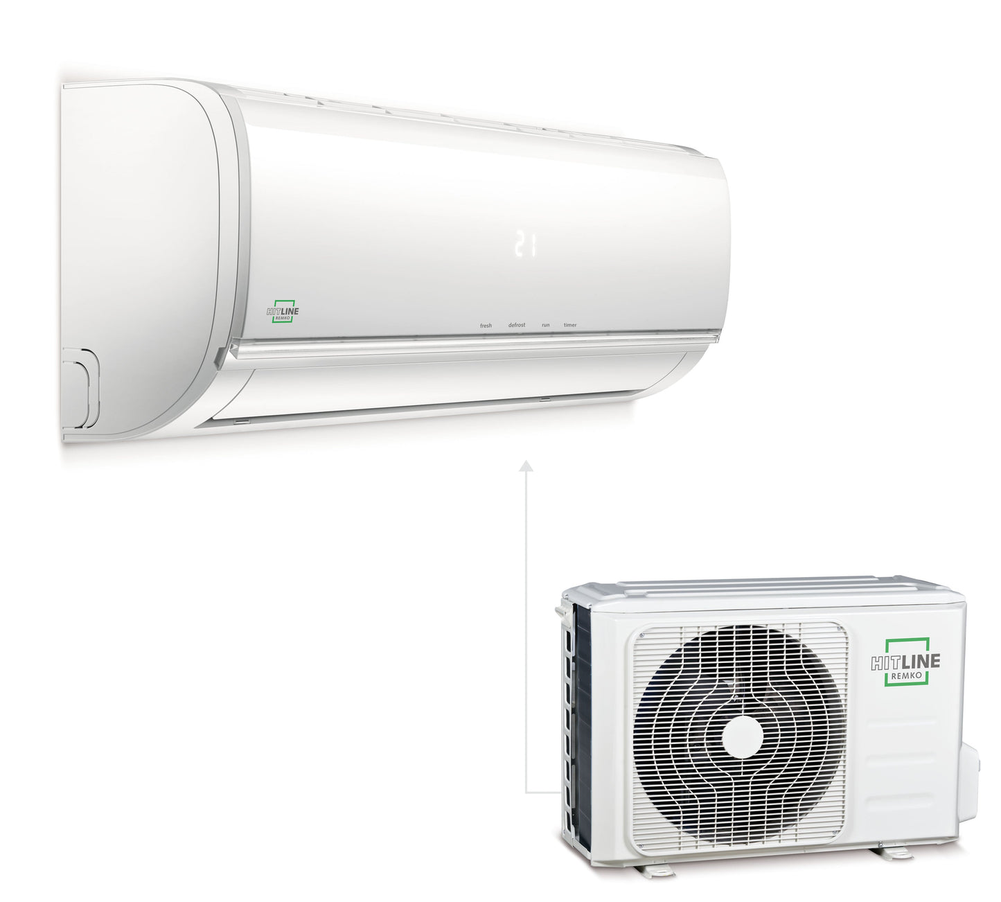 Remko Kompaktes Raumklimagerät 3,5kW 1 Innengerät + 1 Außenteil Heizbetrieb (Wärmepumpe) bis 25 °C