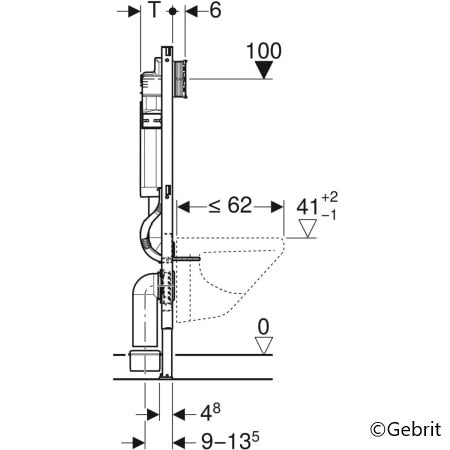 Geberit Duofix toilet pre-wall element UP320, Sigma concealed cistern 12 cm, 112cm