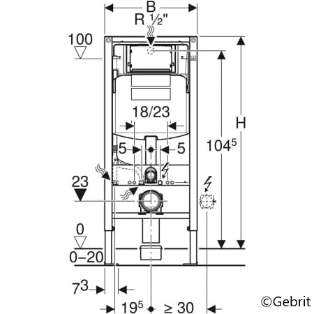 Geberit Duofix toilet pre-wall element UP320, Sigma concealed cistern 12 cm, 112cm