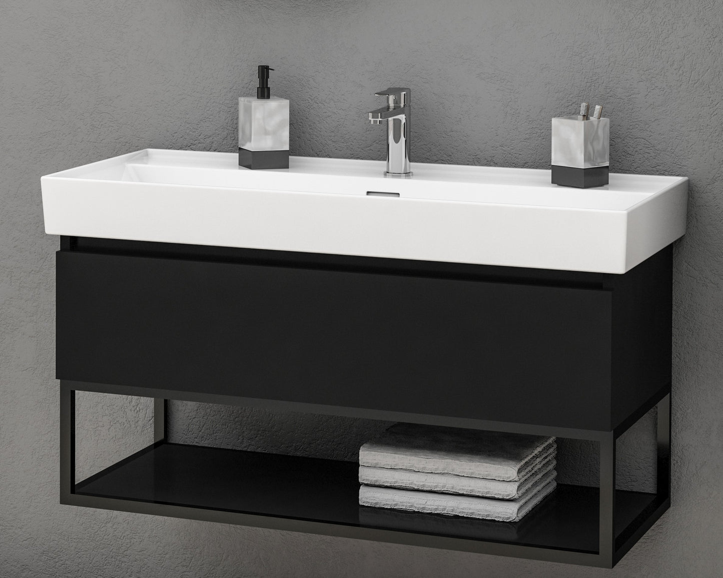 Oase Rustika vanity unit with high-quality wooden drawers, side cabinet and mirror