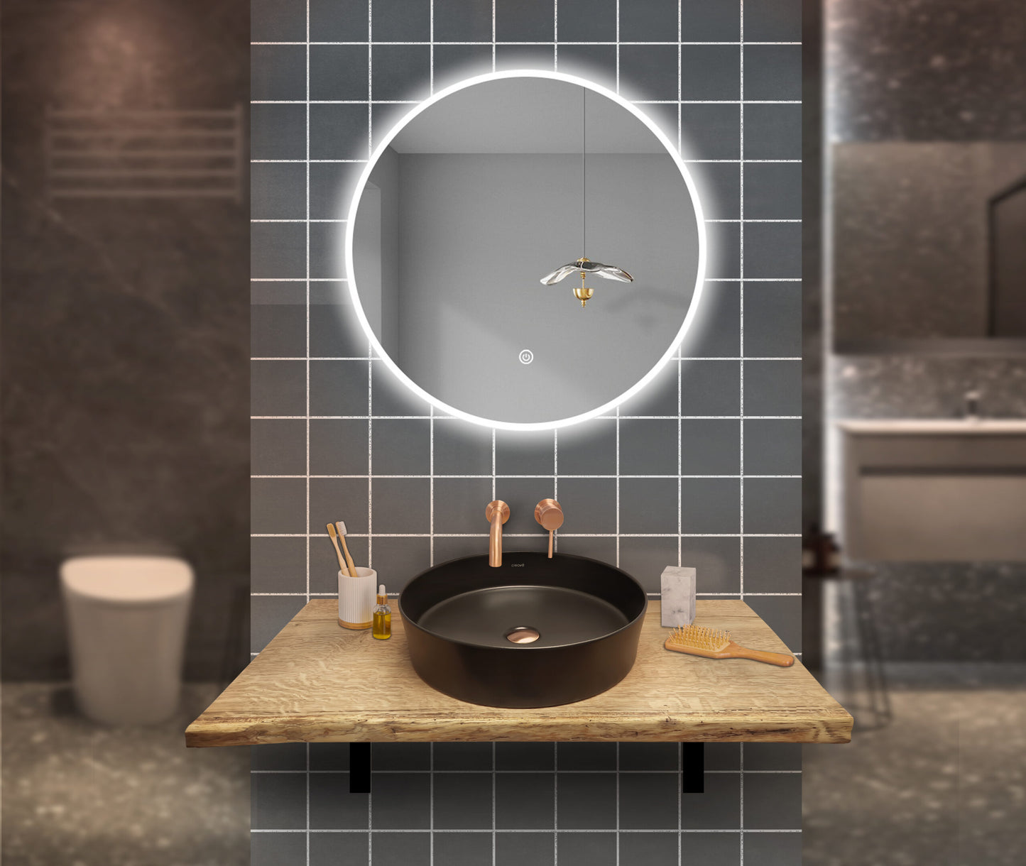 Oase Classic Massiv Holzplatte für Aufsatzwaschbecken / Plattenhalterung Schwarz