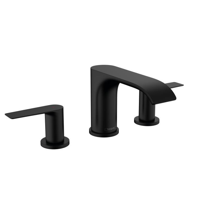 Hansgrohe Vivenis 3-Loch Waschtischarmatur 90 mit Zugstangen-Ablaufgarnitur, schwarz matt