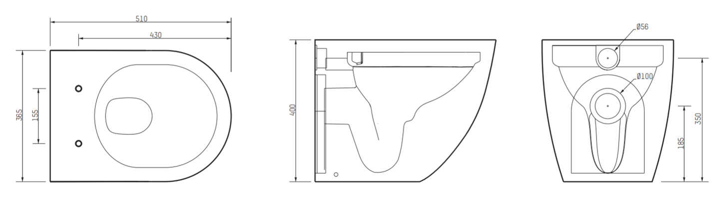 Oase Design free-standing toilet, rimless, white, washdown including removable toilet seat with soft-close mechanism