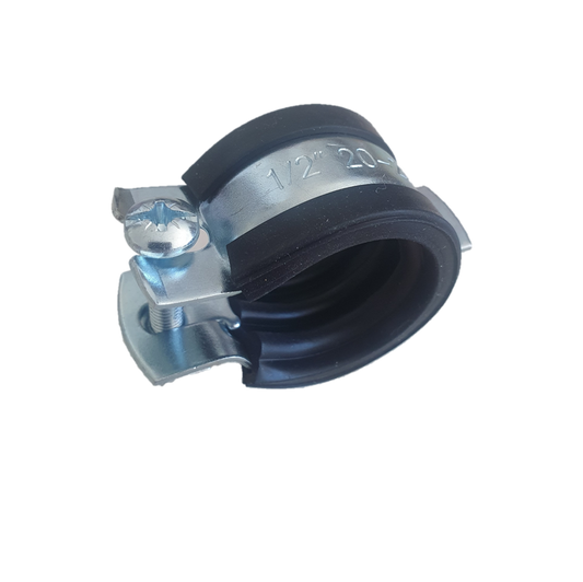 Pipe clamps Joint pipe clamps with tilt screw & sound insulation insert 12-116 mm