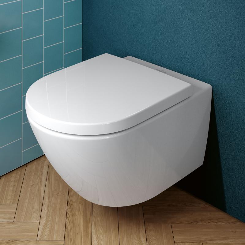Villeroy & Boch Subway 3.0 wall-mounted washdown toilet TwistFlush, with white toilet seat, with CeramicPlus, toilet seat with soft-close mechanism and removable