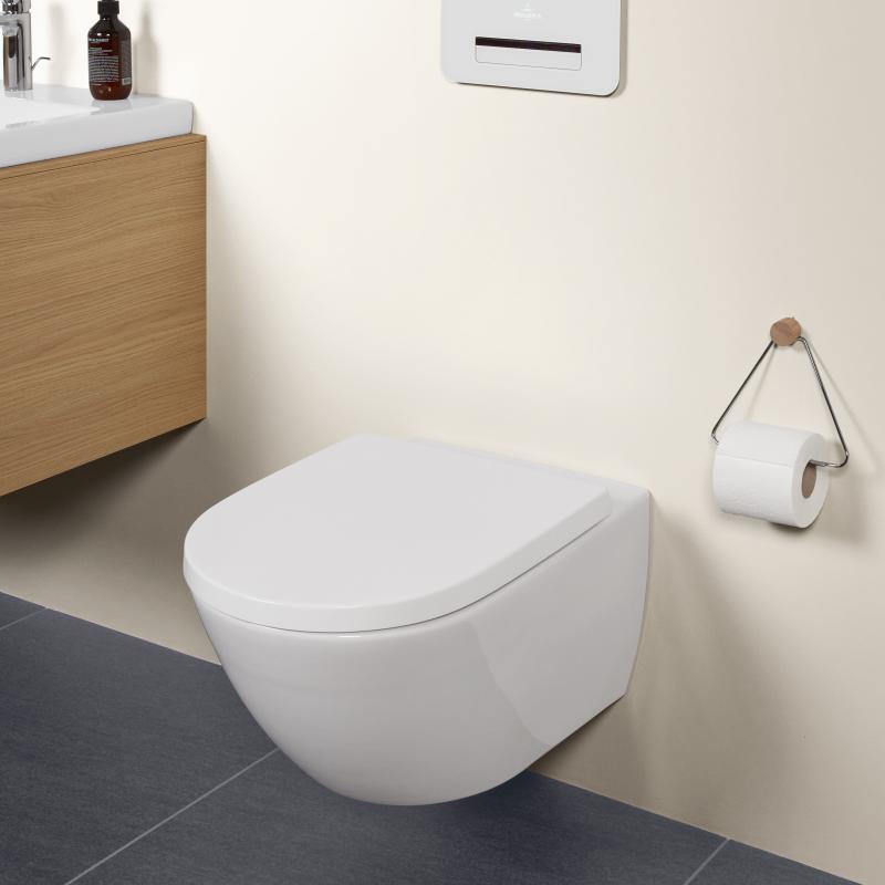 Villeroy & Boch Subway 3.0 wall-mounted washdown toilet TwistFlush, with white toilet seat, with CeramicPlus, toilet seat with soft-close mechanism and removable
