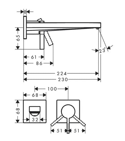 Hansgrohe Tecturis E - Unterputz-Waschtischarmatur, mit Ablaufgarnitur, 2-Loch-Montage, EcoSmart, schwarz matt 73051670