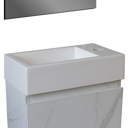 Oase AL WC-Waschbecken – Ohne Überlauf, Hahnloch links oder rechts, Polyresin – 40×10,5×22,5 cm – Weiß Glänzend