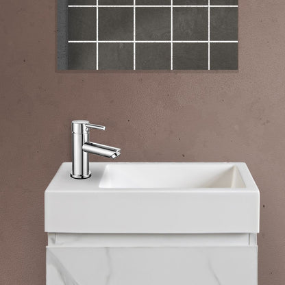 Oase AL WC-Waschbecken – Ohne Überlauf, Hahnloch links oder rechts, Polyresin – 40×10,5×22,5 cm – Weiß Glänzend