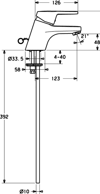 Hansa HANSAPRADO Waschtischbatterie 01412173 Chrom mit Sonderhebel 01580076 L=110 mm