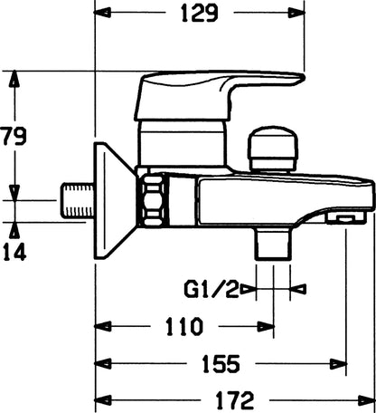 Hansa HANSAPRADO Wannenfüll- und Brausebatterie 01442101 Chrom