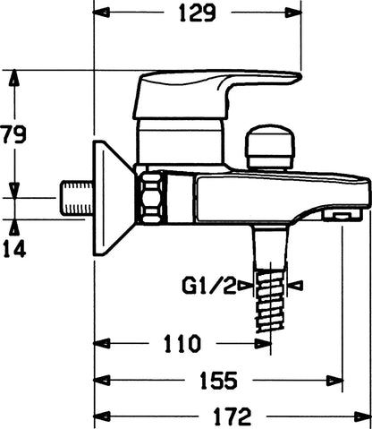 Hansa HANSAPRADO Wannenfüll- und Brausebatterie 01442111 Chrom