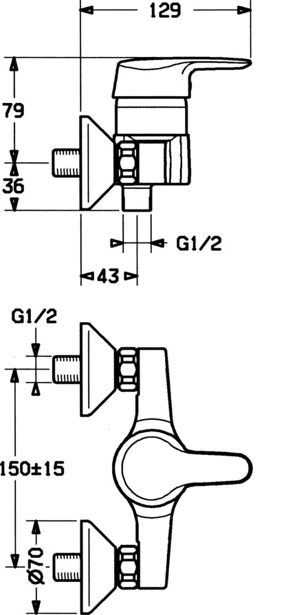 Hansa HANSAFORM Brausebatterie 01450101 Chrom Aufputz
