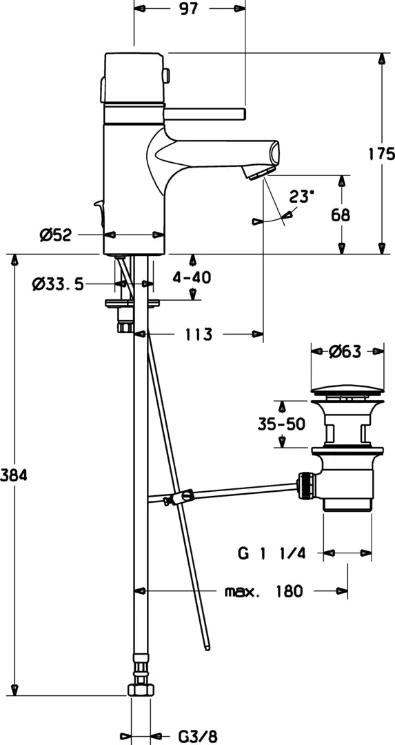 Hansa HANSAMEDICA Waschtischbatterie 43102201 Rot Sondervariante