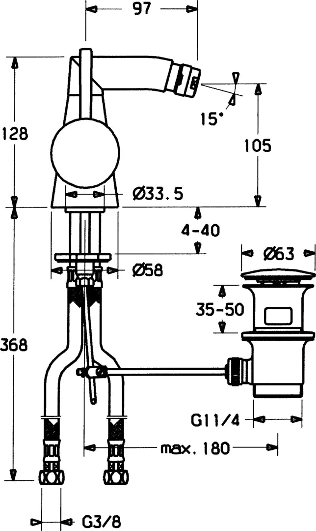 Hansa Hansadesigno Bidetbatterie 51363201 Weiß