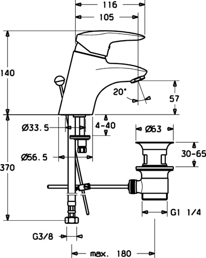Hansa HANSASIGNA Waschtischbatterie 70012283 Chrom