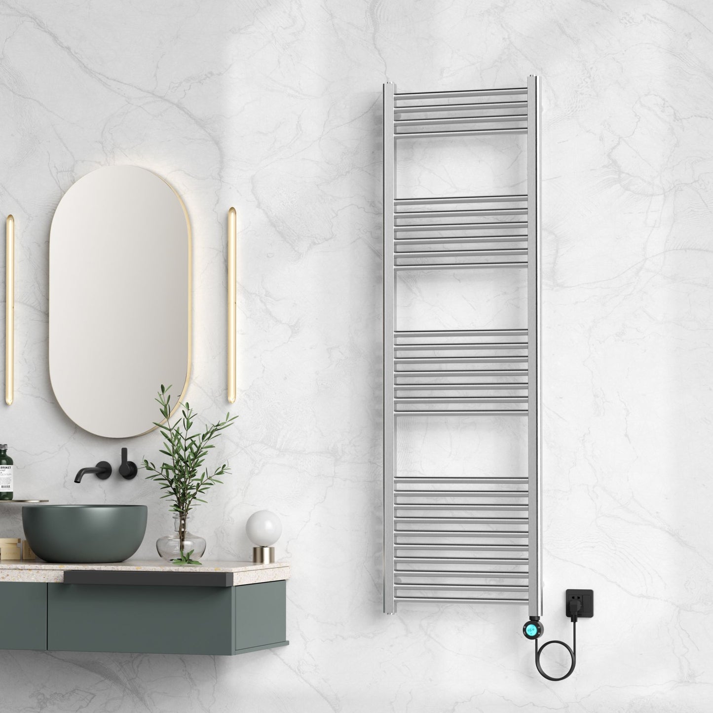 BELRAD Elektrischer Handtuchheizkörper Digital | Programmierbar | Smart WiFi | Rechtsanschluss