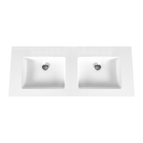 Oase Al Solid Surface Waschtisch – ohne Hahnloch – Einzel- oder Doppelwaschtisch – 80 / 100 / 120 / 160 cm – Weiß