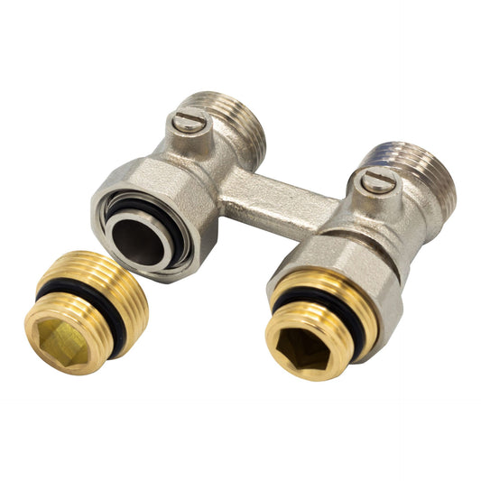 Anschlussblock mit Bodenanschluss - 3/4" AG × 1/2" IG/AG