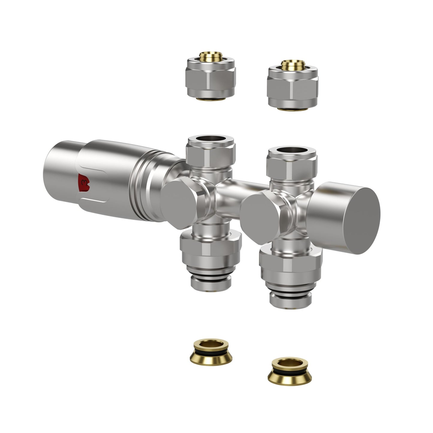 Design-Thermostatventil für Heizkörper & Handtuchheizkörper I Wand- und Bodenanschluss – M30 – 1/2" × 16/2