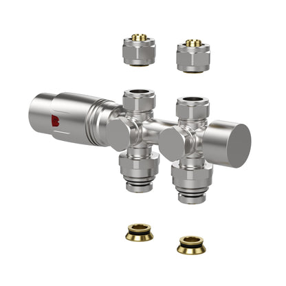 Design-Thermostatventil für Heizkörper & Handtuchheizkörper I Wand- und Bodenanschluss – M30 – 1/2" × 16/2