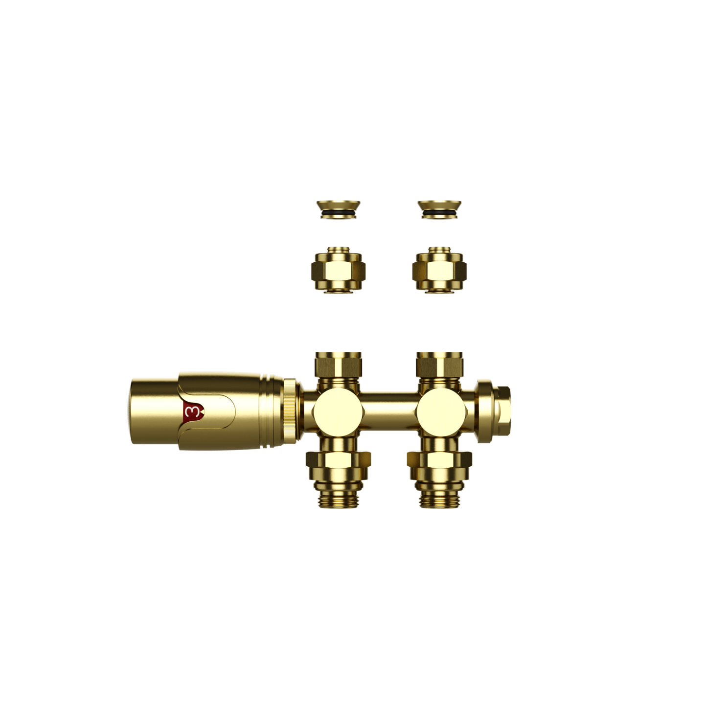 Design-Thermostatventil für Heizkörper & Handtuchheizkörper I Wand- und Bodenanschluss – M30 – 1/2" × 16/2